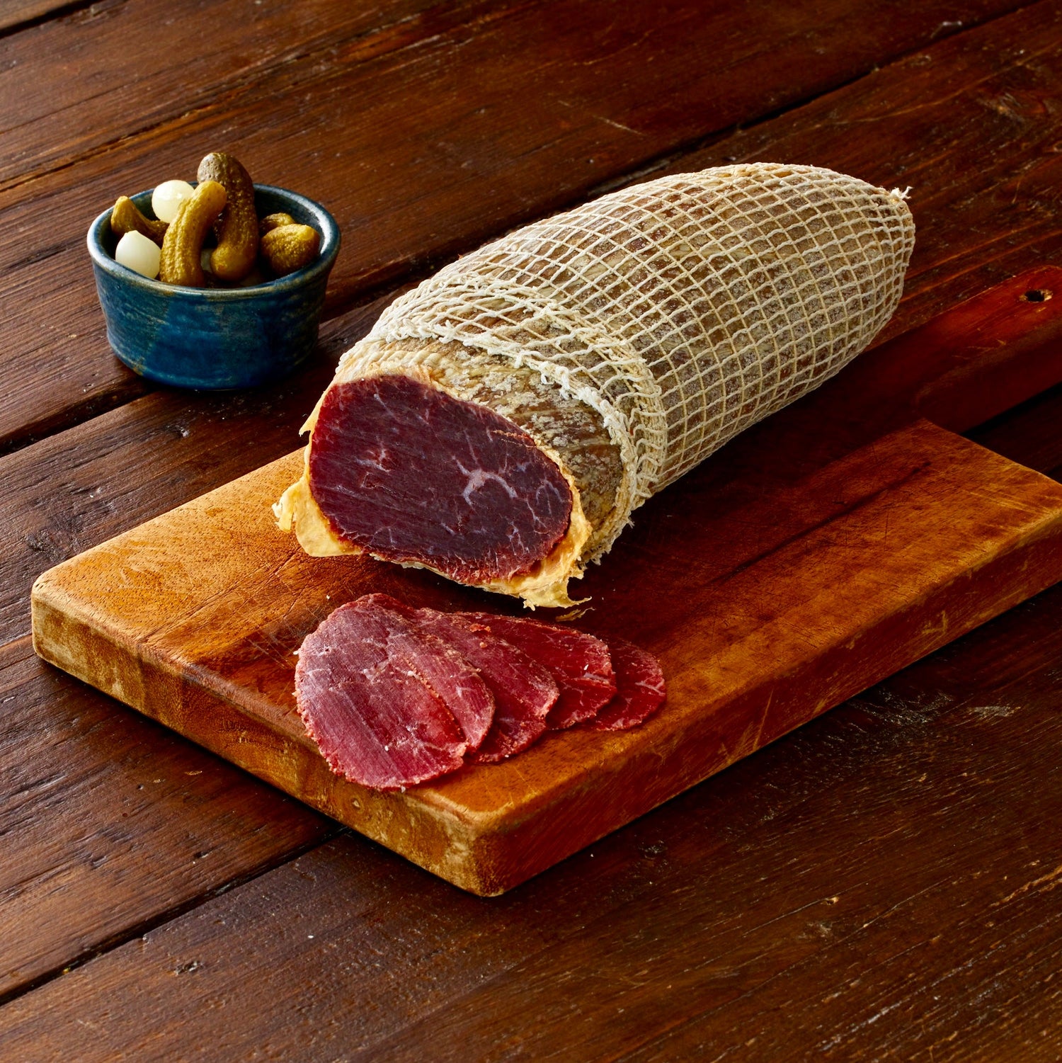 one whole bresaola with four thin slices