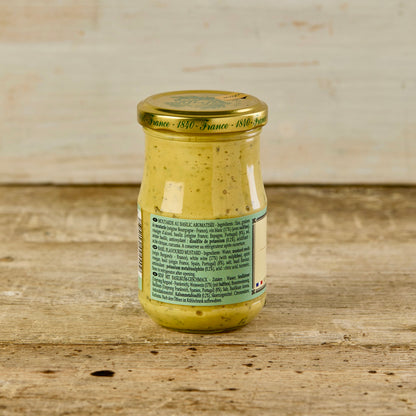 back of basil mustard jar by edmond fallot